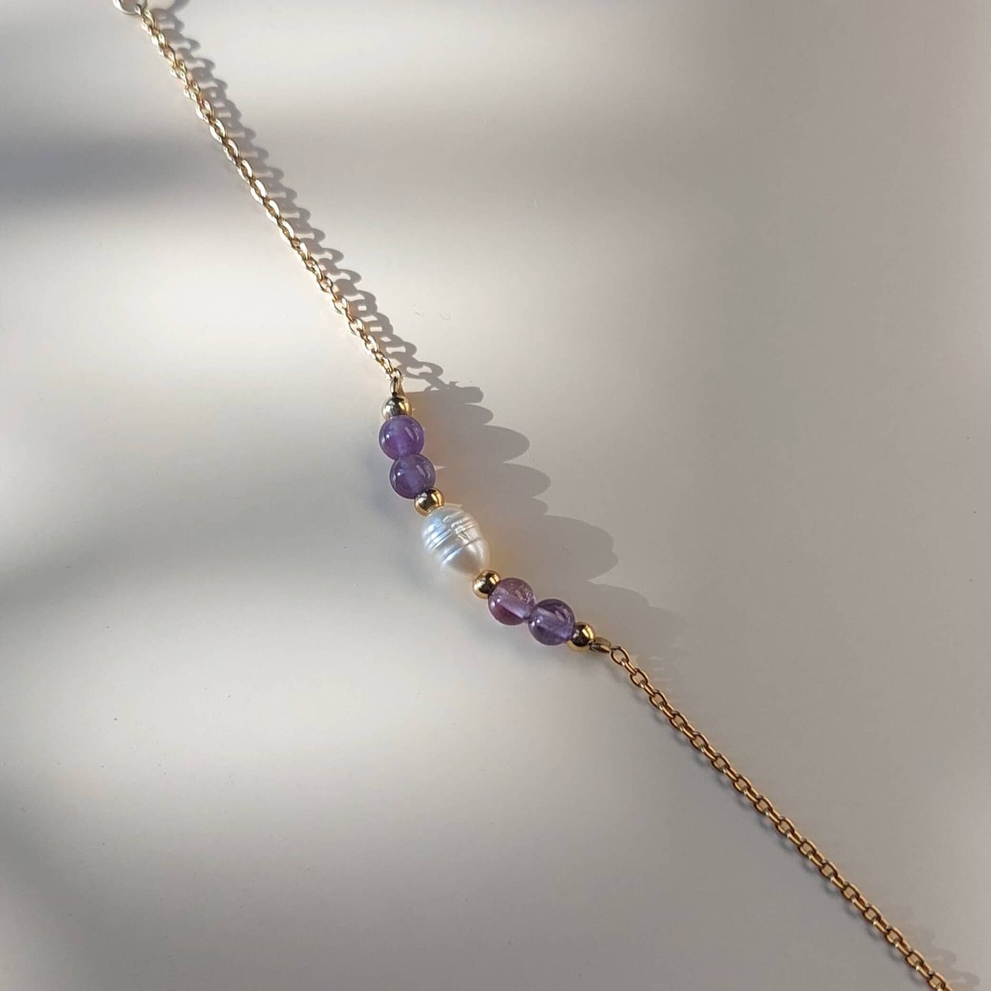 Bracelet en acier inoxydable pour femme en améthyste violette