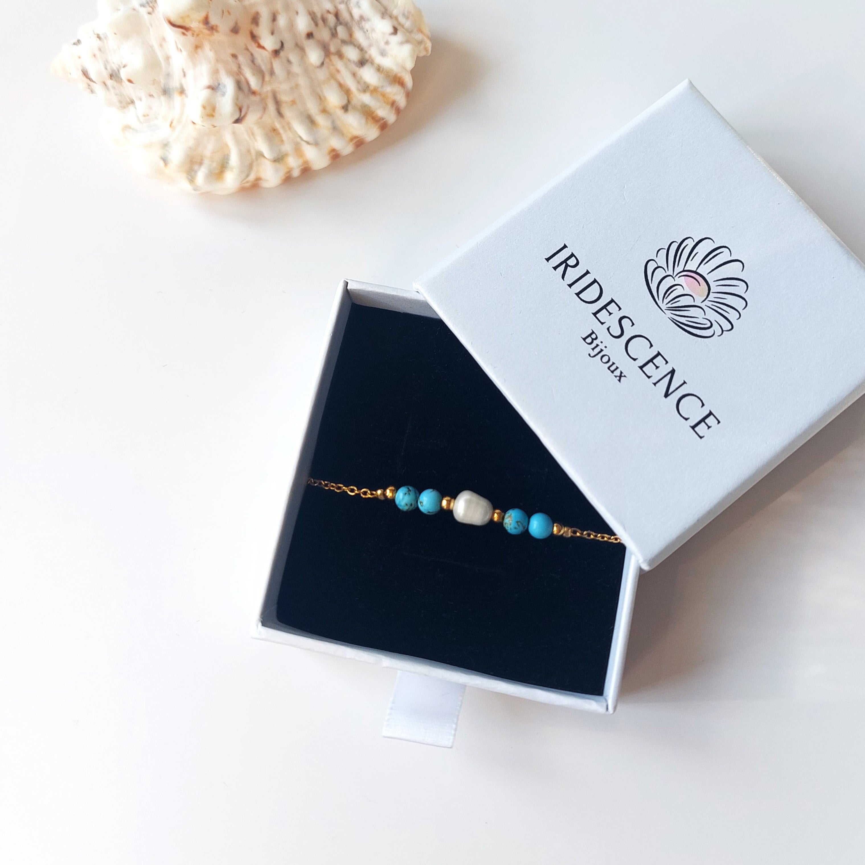 Bracelet en turquoise dans son packaging