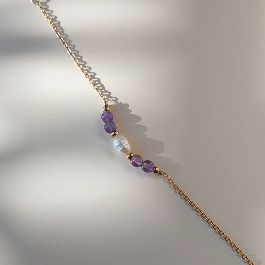 Bracelet en acier inoxydable pour femme en améthyste violette