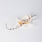 Bracelet pour femme en acier inoxydable argenté avec pierres de couleur et perles d'eau douce